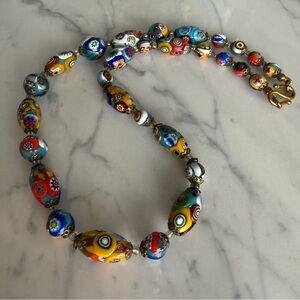 Authentic Murano Millefiori Glass Bead Necklace | Vintage Venetian | Graduated